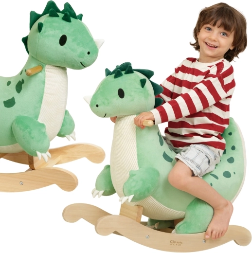 Classic World měkký plyšovo-dřevěný houpací dinosaurus
