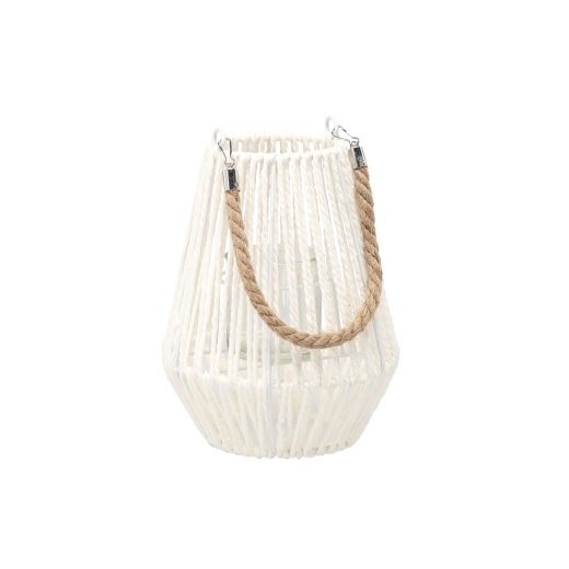 Bílý lampion se skleněnou vložkou 24 cm