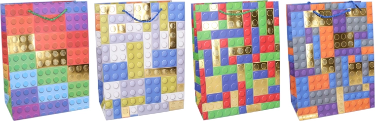 Dárková papírová taška M 26 × 32 × 10 cm – barevné kostky