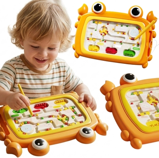 Woopie Montessori magnetická tabulka krabí bludiště oranžová