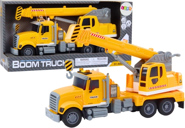 Žlutý nákladní jeřáb s frikčním pohonem a světelnými a zvukovými efekty