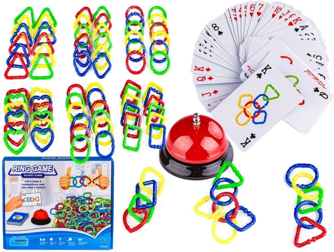 Logická hra propojování kroužků Ring Game s kartami