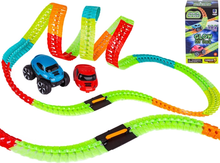 Elastická závodní autodráha se svítícími prvky (192 dílů)