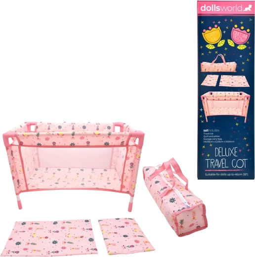 Dolls World cestovní přenosná postýlka pro panenky do 46 cm