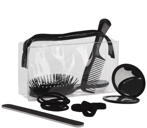 Kosmetická taštička s příslušenstvím, růžová, 15dílná sada