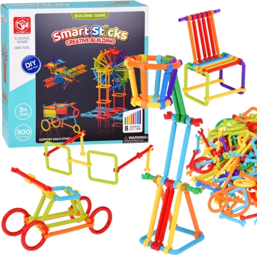 Konstrukční stavebnice Smart Sticks – tyčky a spojky, 300 dílů