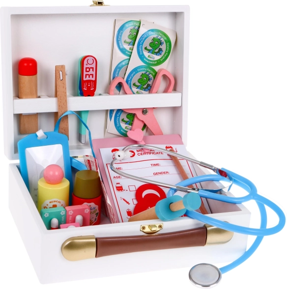 Dřevěná lékařská sada pro děti 3+ s doplňky 30 ks