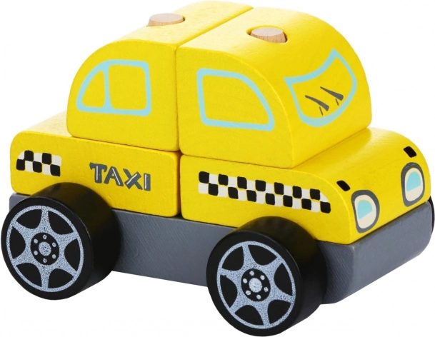 Taxi vůz dřevěná skládačka 5 dílů