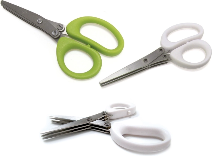 Nůžky na bylinky se třemi břity 13 cm – mix bílá/limetka