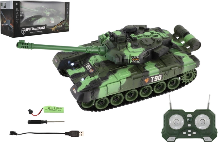 RC tank na dálkové ovládání 2,4 GHz se světly a zvuky - 1 kus