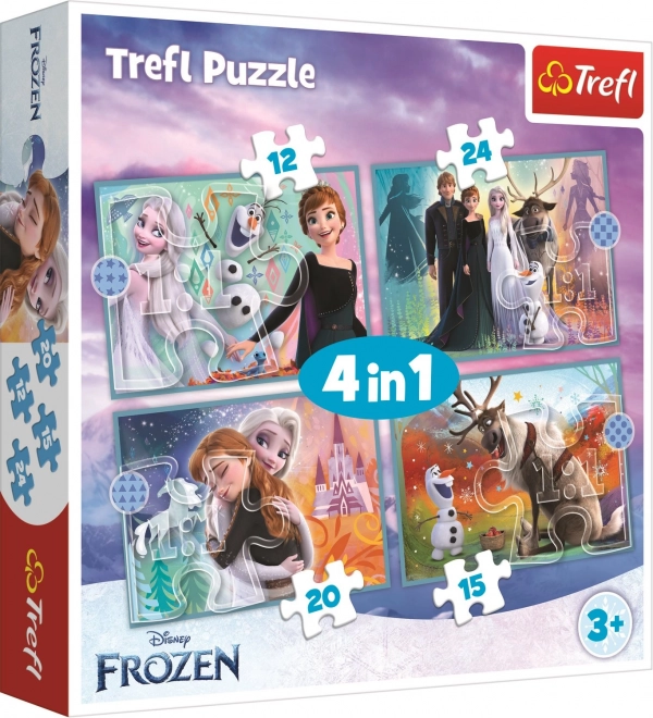 Frozen Puzzle 4v1 (12, 15, 20, 24 dílků) - Nádherný svět
