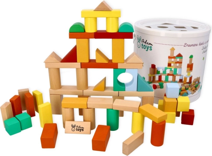 Adam Toys dřevěné kostky se sorterem 100 ks
