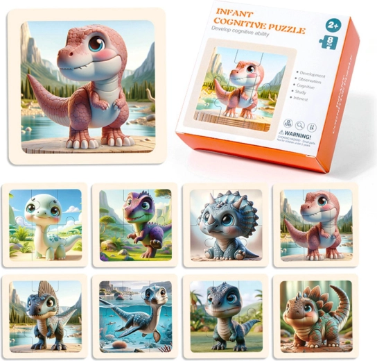 Dřevěné puzzle dinosauři 8 dílků