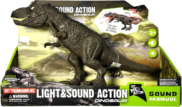Dinozaur Tyrannosaurus rex se světelnými a zvukovými efekty a kouřem - 1 kus