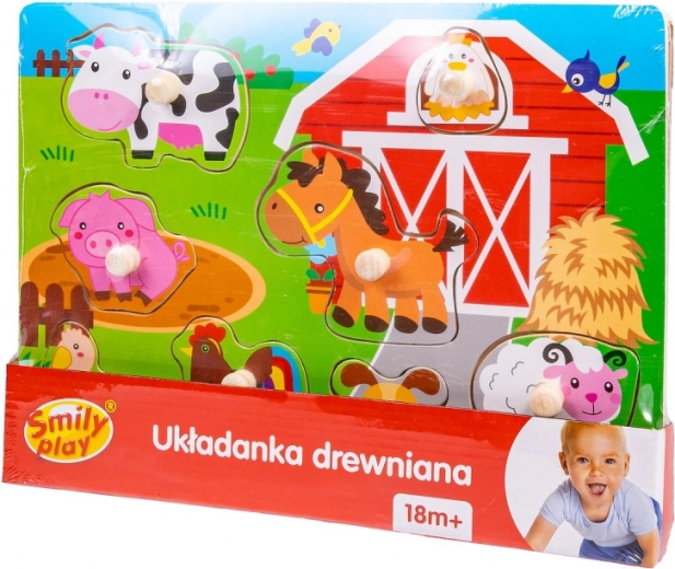 Dřevěné vkládací puzzle s úchyty – Malá farma