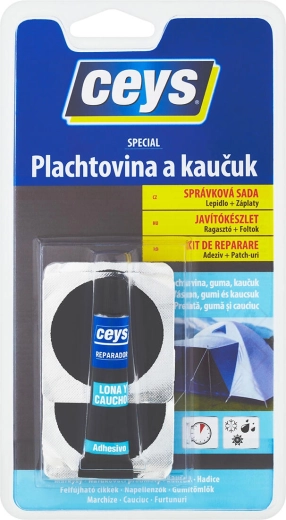 Lepidlo na plachtovinu a kaučuk 7 ml + 4 záplaty CEYS