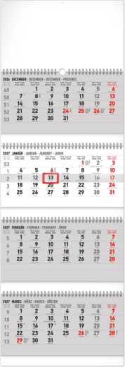 Notique nástěnný čtyřměsíční skládací kalendář 2027 29,5 × 84,5 cm
