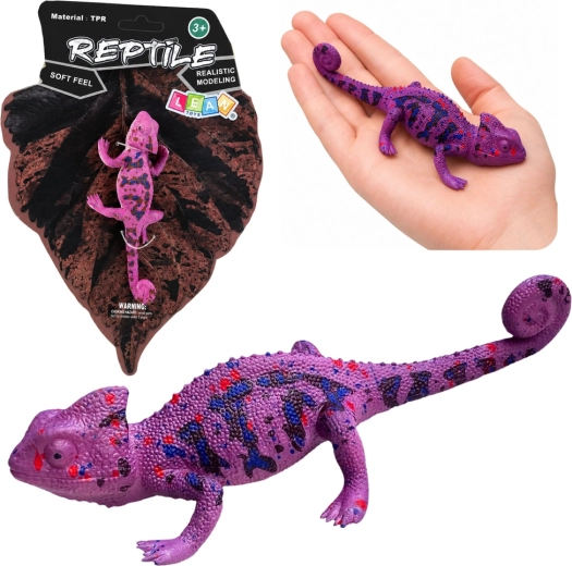 Gumová figurka chameleona z TPR, fialová 14 cm
