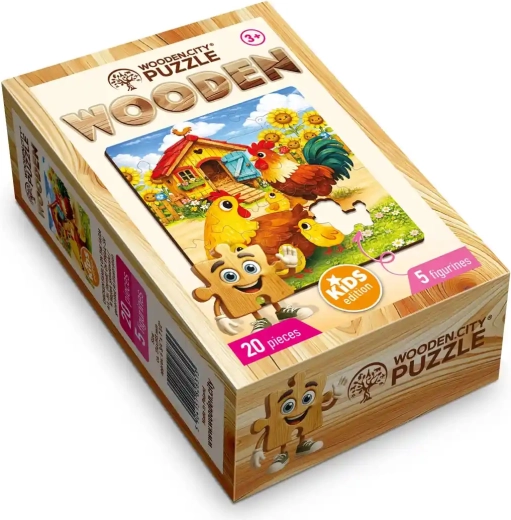 WOODEN CITY dřevěné puzzle Slepičí rodinka na farmě, 20 dílků