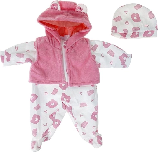 Obleček pro panenku 45 cm s růžovou vestou