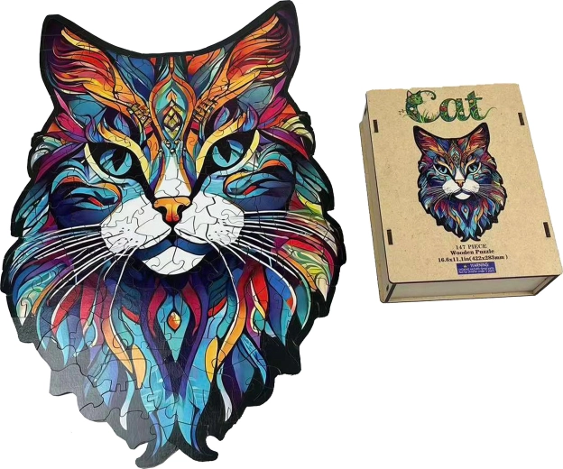 Dřevěné puzzle kočka