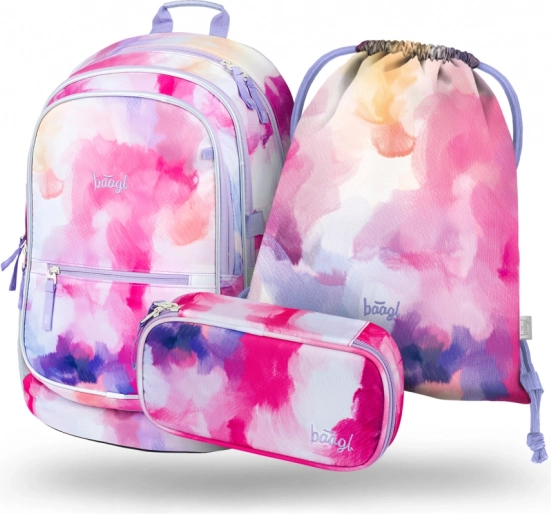 Školní set Baagl Core Painting: batoh, penál a sáček