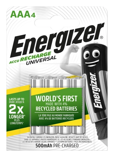 Energizer nabíjecí baterie AAA 500 mAh, 4 ks