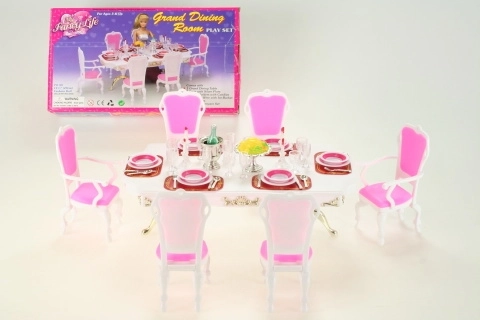 Glorie jídelní stůl s doplňky pro panenky