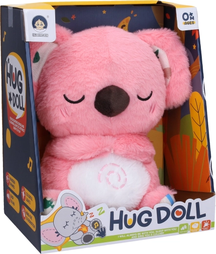 Plyšová dýchající koala růžová s efekty 27 cm