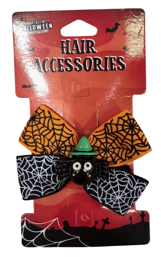 Halloweenská spona do vlasů pavouček a mašle