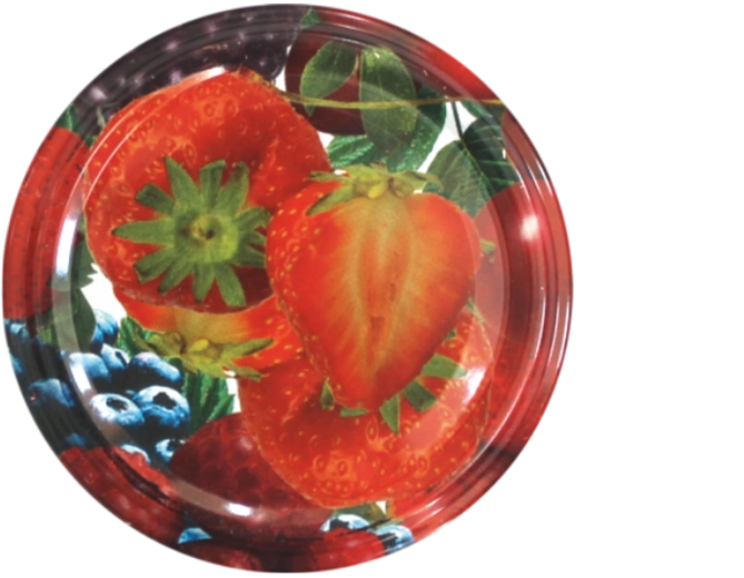 Sada kovových víček 66 mm s ovocným motivem, 10 ks