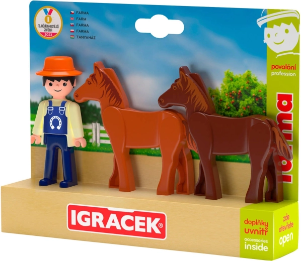 Efko Igráček trio farma – farmář s koňmi a doplňky