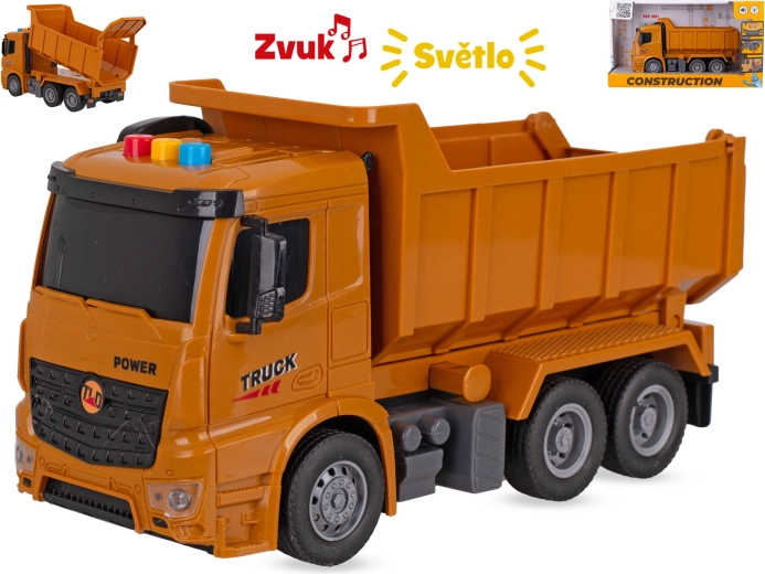 Stavební sklápěčka se setrvačníkem 26 cm se světly a zvuky