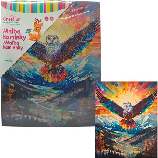Diamantové malování – sova 27 × 33 cm