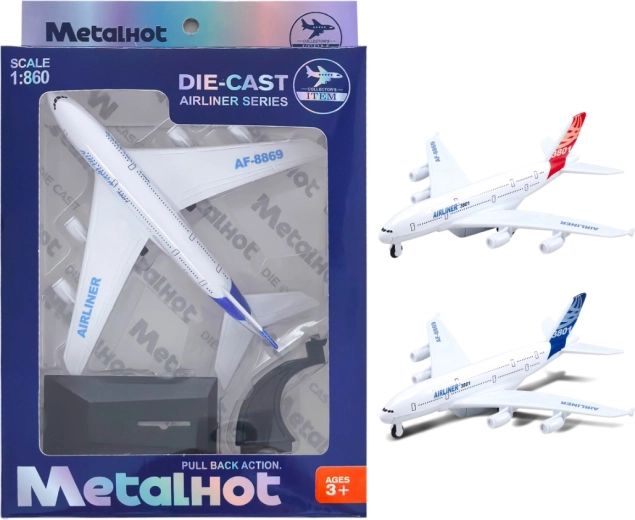 Kovový model letadla Airliner MetalHot 1:860 se zpětným natažením