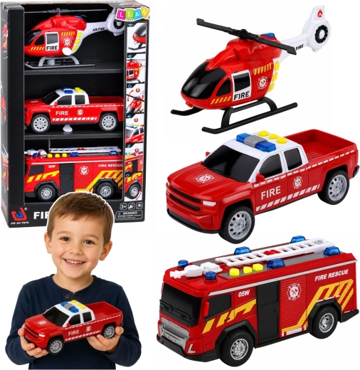 Sada 3 hasičských vozidel Fire rescue 1:32 se světly a zvuky