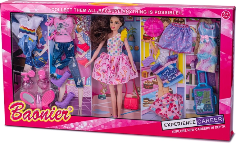 Módní panenka 29 cm s oblečky a doplňky