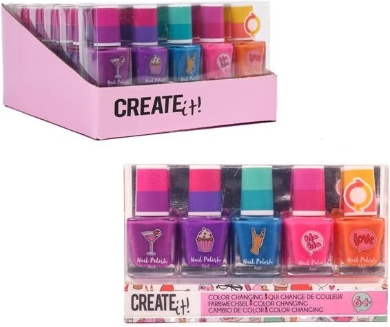 Create it! barevný lak na nehty měnící barvu – sada 5 ks