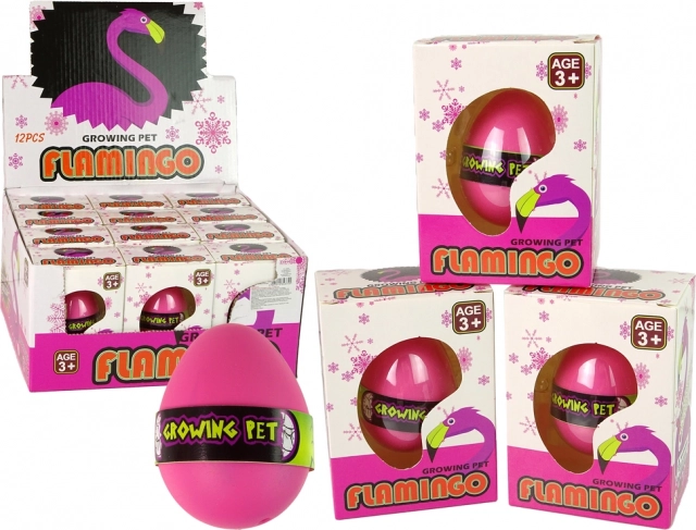 Rostoucí vejce plameňák 6cm růžové