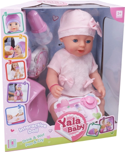 Čurající miminko s doplňky 45 cm