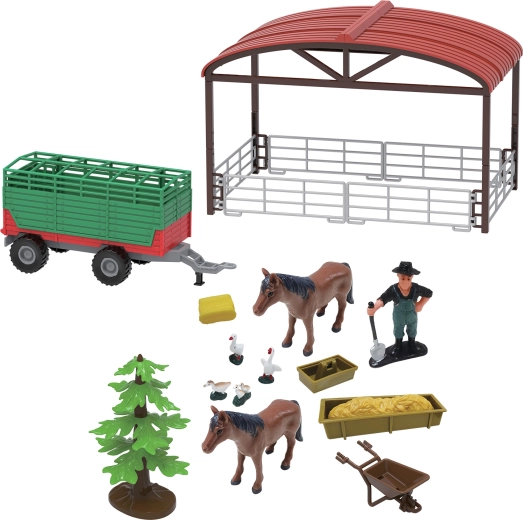 Hrací set farma s traktorem a valníkem se světly a zvuky, 16 ks