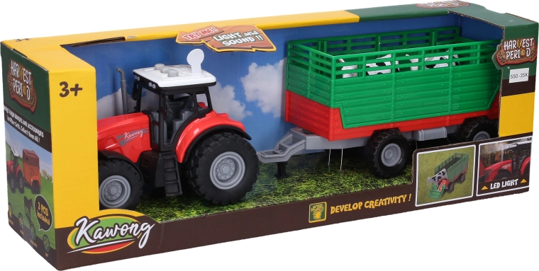 Traktor s vozíkem se světelnými a zvukovými efekty 36 cm