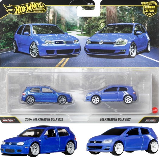 Hot Wheels Premium sada 2 aut Volkswagen Golf R32 (2004) a Golf MK7