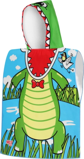 Dětské mikrovláknové pončo s kapucí NILS Aqua Crocodile