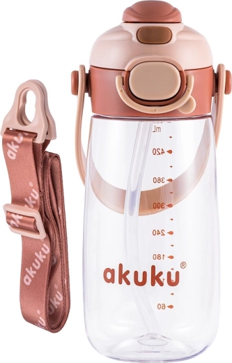 Školní láhev se slámkou Akuku 480 ml mocha