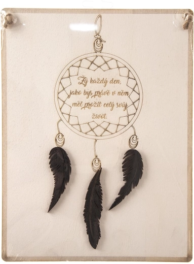 Dřevěná cedule s motivačním nápisem „Žij každým…“ 20 × 27 cm