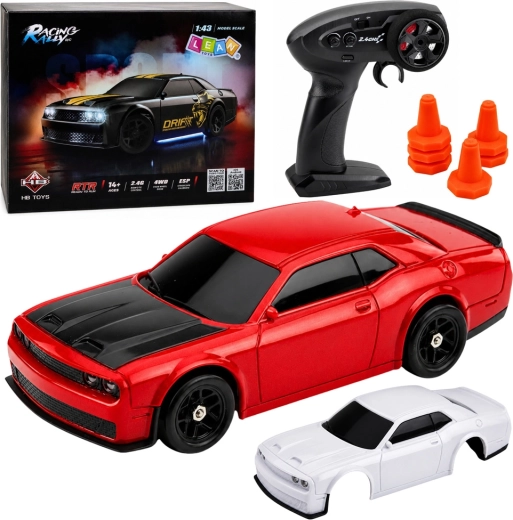 Rc driftovací sportovní auto 4wd 1:43 s gyroskopem esp, červené