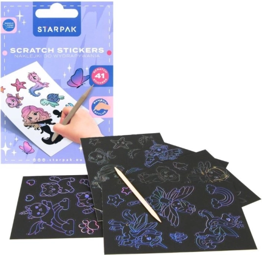 Vyškrabávací samolepky fantasy 41 ks