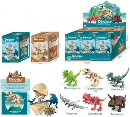 Šroubovací dinosaurus ve vajíčku – plastová stavebnice 13 cm, 2 druhy