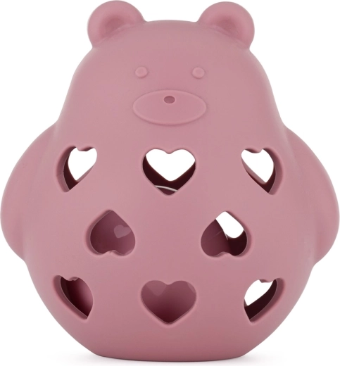 Petite&Mars silikonové chrastítko a kousátko Bear Basil dusty rose